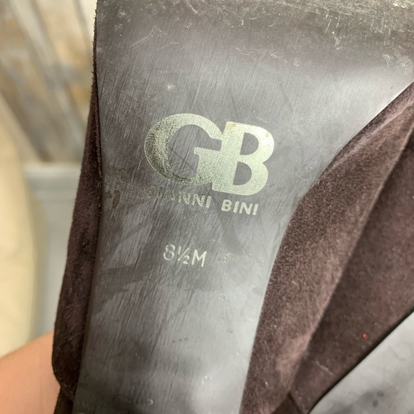 Gianni Bini Mules Clogs Shoes Brown Suede Leather Block Heel - Picture 6 of 7